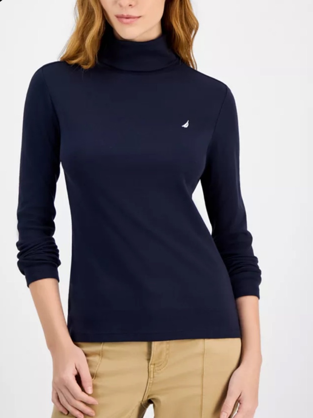 Nautica Navy, Jeans Women's Cotton Turtleneck Long-Sleeve T-Shirt